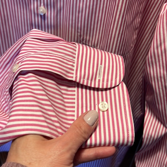 Jos. A. Bank Travelers Collection Red and White Striped Button Down Shirt - Picture 5 of 5